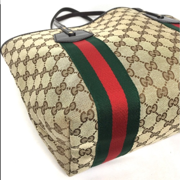 Authentic Gucci brown monogram canvas tote ribbon accents - Picture 16 of 16